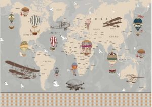 World Map Wallpaper for Kids' Bedroom